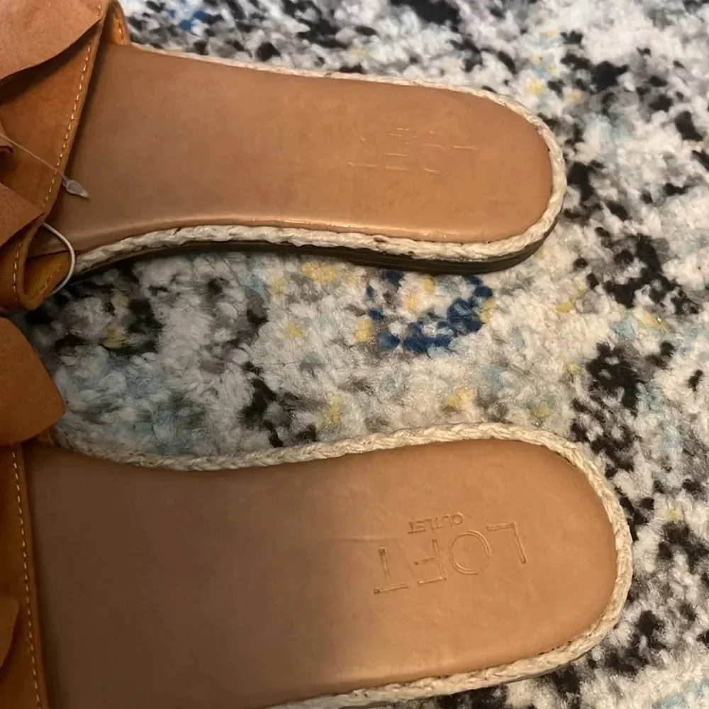 NWT LOFT OUTLET Mustard Gold Bow Slide Sandals 7 - Picture 3 of 6